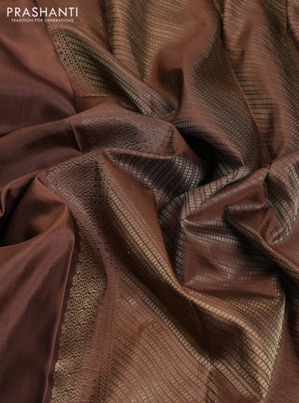 Pure soft silk saree brown and beige with zari woven buttas and zari woven border