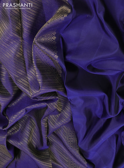 Pure soft silk saree navy blue and teal green with zari woven buttas and zari woven border
