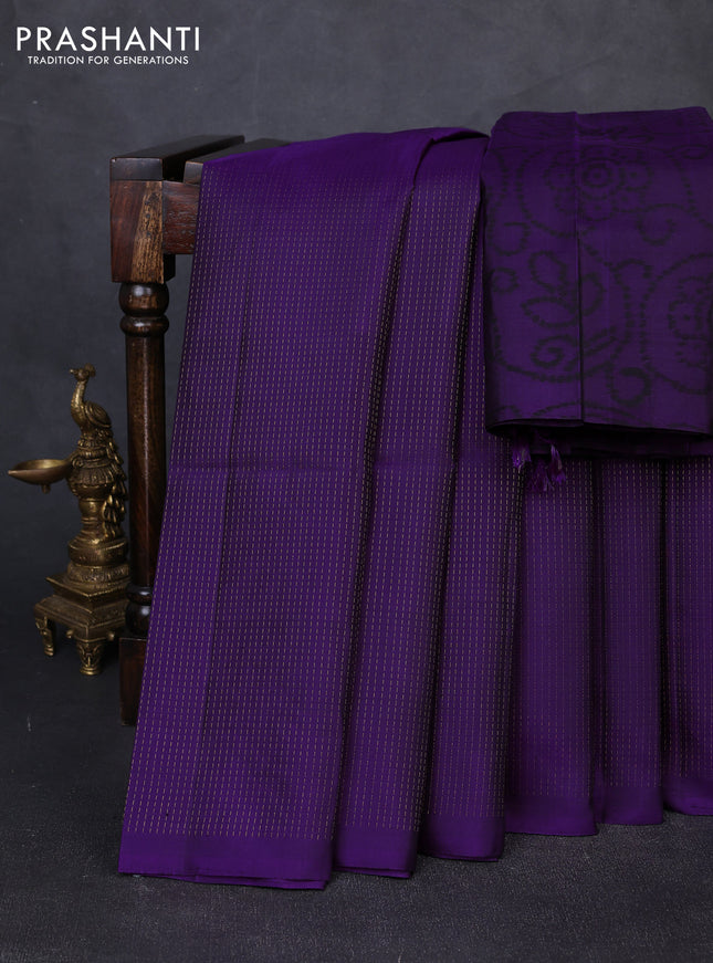 Pure soft silk saree purple with allover zari woven brocade weaves and zari woven border