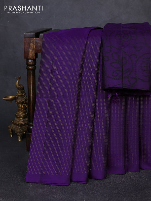 Pure soft silk saree purple with allover zari woven brocade weaves and zari woven border