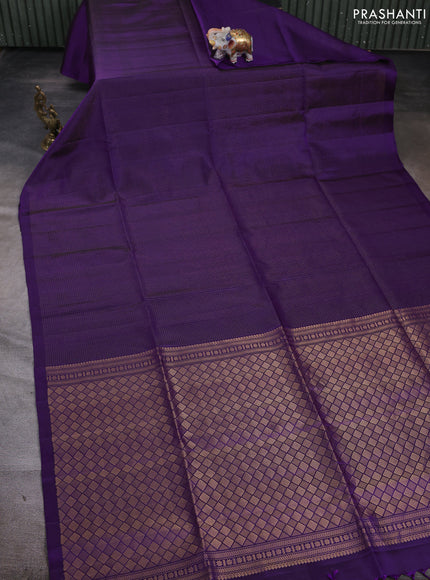 Pure soft silk saree purple with allover zari woven brocade weaves and zari woven border