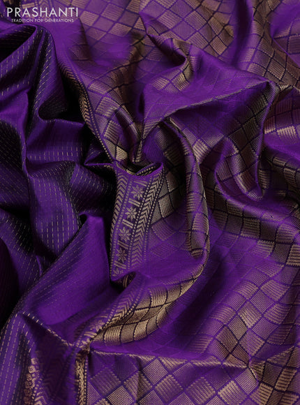 Pure soft silk saree purple with allover zari woven brocade weaves and zari woven border