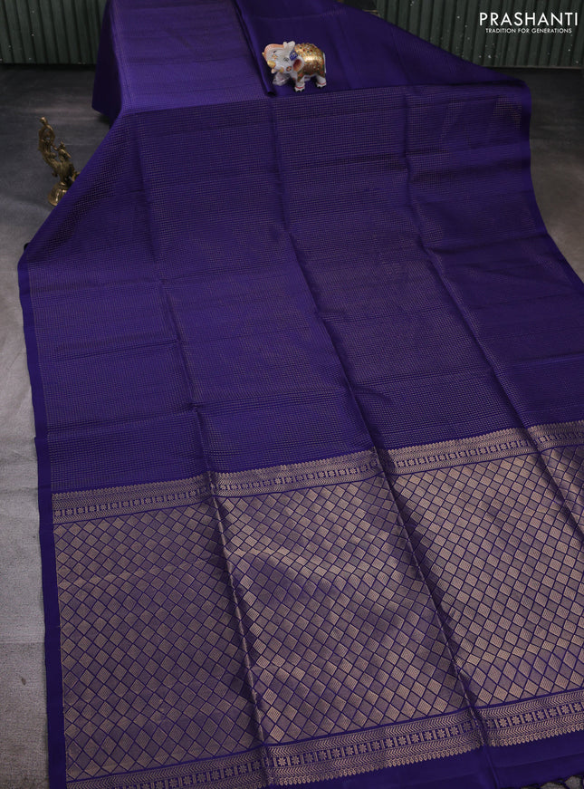 Pure soft silk saree blue and teal green with allover zari woven brocade weaves in borderless style