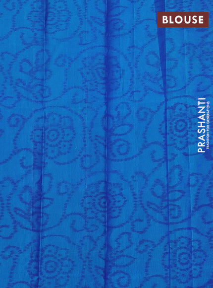 Pure soft silk saree blue and teal green with allover zari woven brocade weaves in borderless style