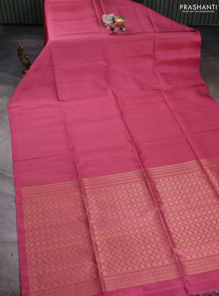 Pure soft silk saree peach pink and beige with allover zari woven brocade weaves in borderless style