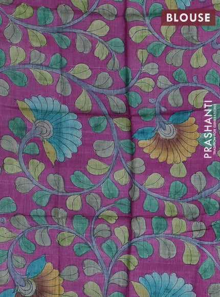 Mangalgiri silk cotton saree cs blue and purple with plain body and temple design silver zari woven border