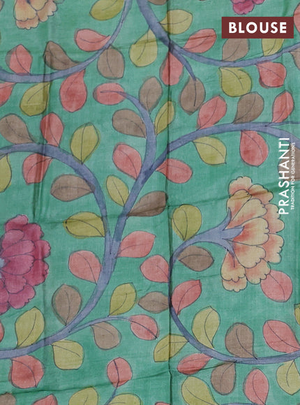 Mangalgiri silk cotton saree maroon and green with plain body and temple design silver zari woven border