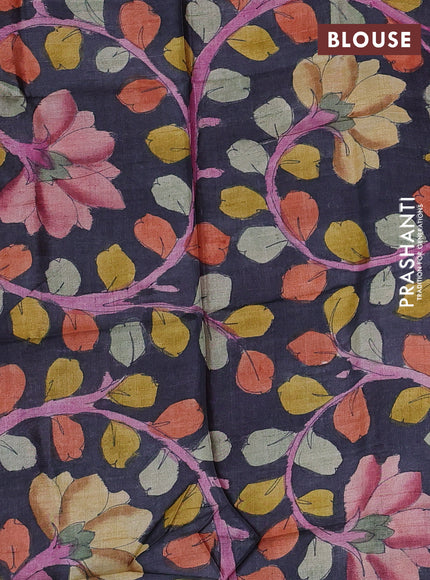 Mangalgiri silk cotton saree magenta pink and elephant grey with plain body and temple design silver zari woven border