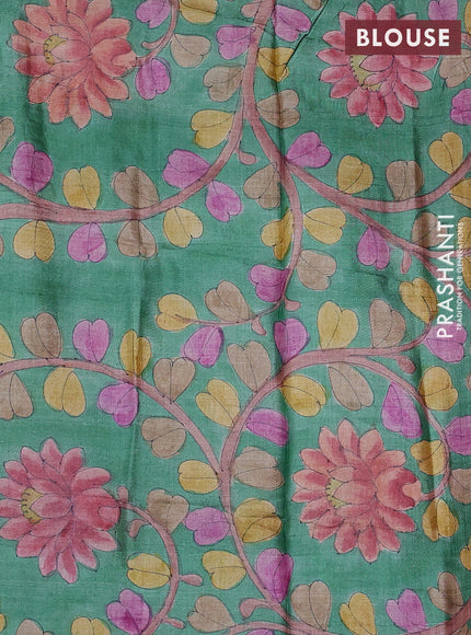 Mangalgiri silk cotton saree rust shade and green with plain body and temple design silver zari woven border