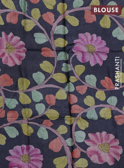 Mangalgiri silk cotton saree mild lavender and elephant grey with allover silver zari checked pattern and silver zari woven border