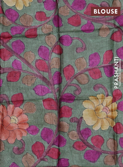 Mangalgiri silk cotton saree purple and green shade with allover silver zari checked pattern and temple design silver zari woven border