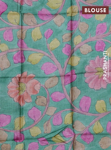Mangalgiri silk cotton saree rust shade and teal green with allover zari checked pattern and temple design zari woven border