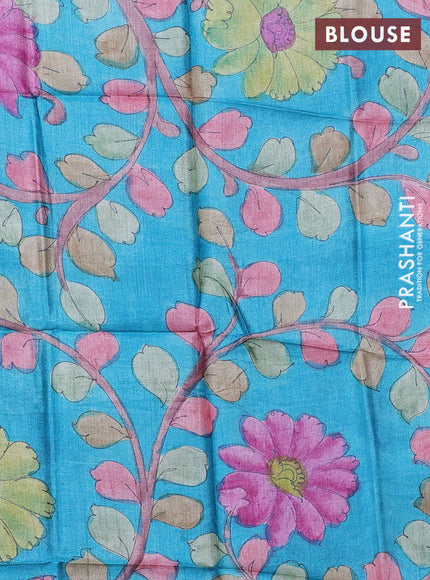 Mangalgiri silk cotton saree purple and blue with allover zari checked pattern and temple design zari woven border