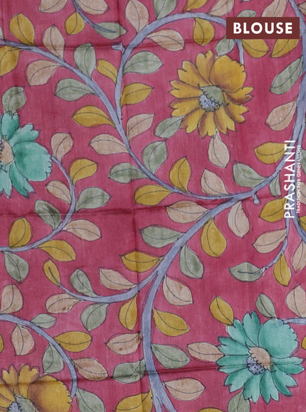 Mangalgiri silk cotton saree peacock blue and pink shade with plain body and temple design silver zari woven border