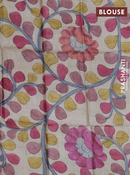 Mangalgiri silk cotton saree coffee brown and beige with plain body and temple design silver zari woven border