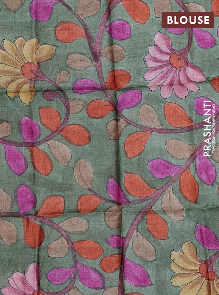 Mangalgiri silk cotton saree maroon and green with plain body and temple design silver zari woven border