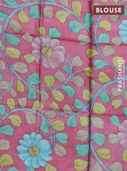 Mangalgiri silk cotton saree light green and pink shade with plain body and temple design silver zari woven border
