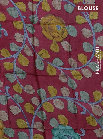 Mangalgiri silk cotton saree light blue and maroon shade with plain body and temple design silver zari woven border