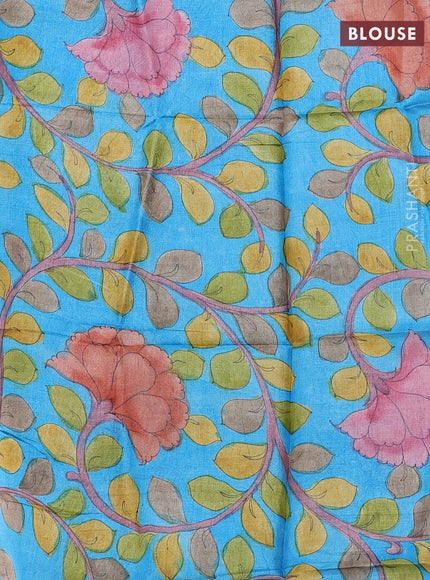 Mangalgiri silk cotton saree peacock blue and cs blue with plain body and temple design silver zari woven border