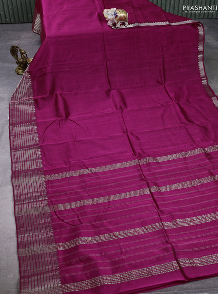 Mangalgiri silk cotton saree pink and bluish grey with plain body and temple design silver zari woven border