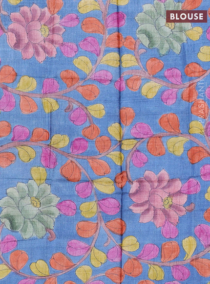 Mangalgiri silk cotton saree pink and bluish grey with plain body and temple design silver zari woven border