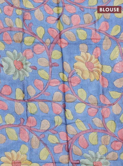 Mangalgiri silk cotton saree red and bluish grey with plain body and temple design silver zari woven border