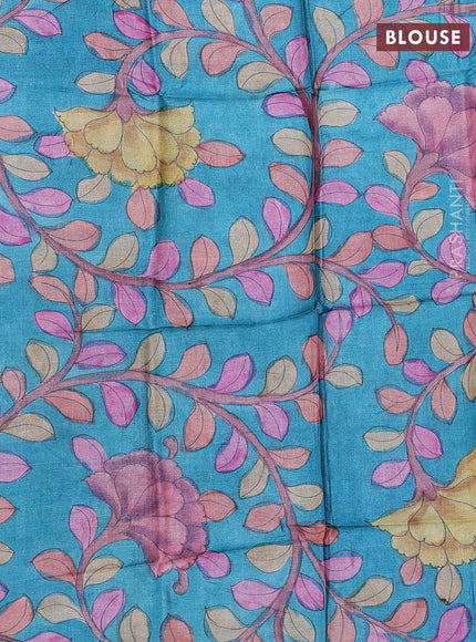Mangalgiri silk cotton saree grey and teal blue with plain body and temple design silver zari woven border
