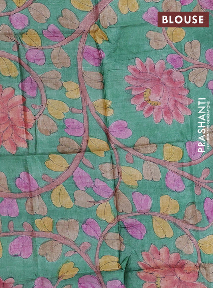 Mangalgiri silk cotton saree maroon and green with allover zari weaves and long silver zari woven border