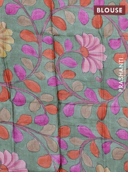 Mangalgiri silk cotton saree purple and green shade with allover zari weaves and long silver zari woven border