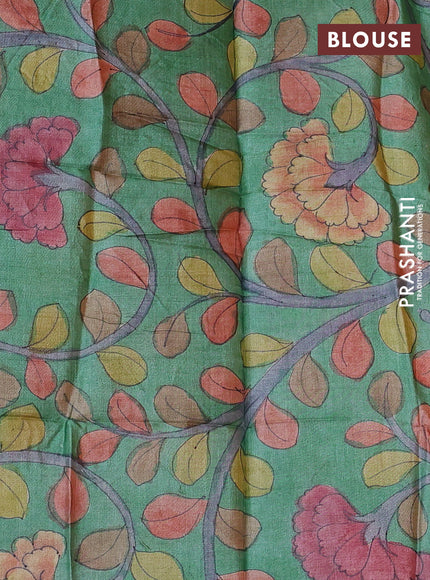 Mangalgiri silk cotton saree mustard yellow and green with plain body and long silver zari woven border