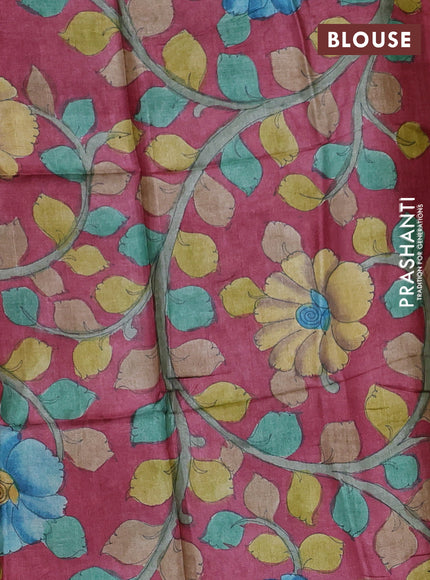 Mangalgiri silk cotton saree mehendi green and pink shade with allover silver zari weaves and annam silver zari woven border