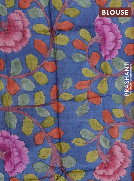 Mangalgiri silk cotton saree peach and bluish grey with allover silver zari weaves and annam silver zari woven border