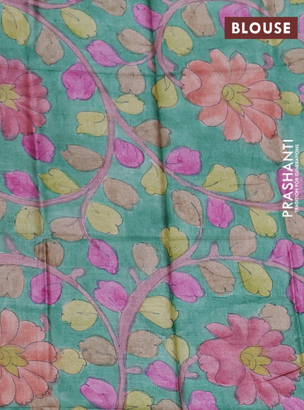 Mangalgiri silk cotton saree maroon and green with allover silver zari weaves and annam silver zari woven border