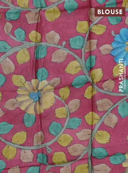 Mangalgiri silk cotton saree light green and pink with allover silver zari weaves and long silver zari woven border