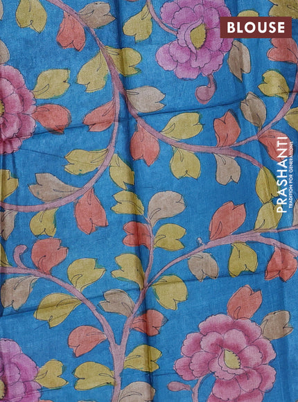 Mangalgiri silk cotton saree violet and cs blue with allover silver zari weaves and annam silver zari woven border