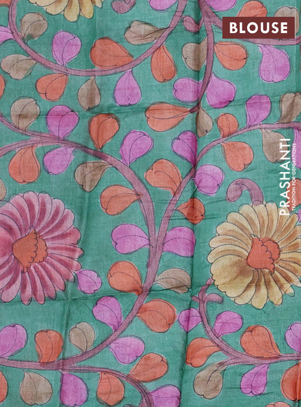 Mangalgiri silk cotton saree light pink and green with allover silver zari checked pattern and long temple design silver zari woven border