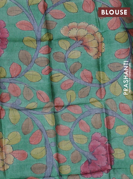 Mangalgiri silk cotton saree deep wine and green with plain body and long temple design silver zari woven border