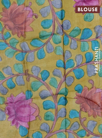 Mangalgiri silk cotton saree peacock blue and mustard yellow with allover silver zari checked pattern and rettapet silver zari woven border