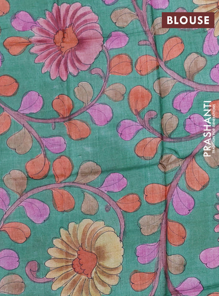Mangalgiri silk cotton saree orange and green with allover silver zari checked pattern and rettapet silver zari woven border