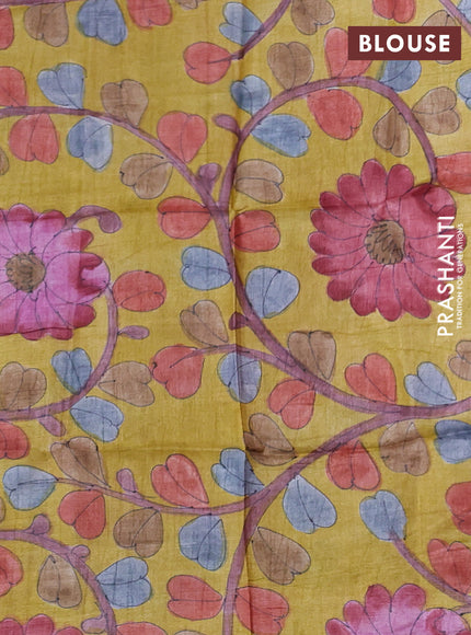 Mangalgiri silk cotton saree maroon and mustard yellow with allover silver zari weaves and long annam silver zari woven border