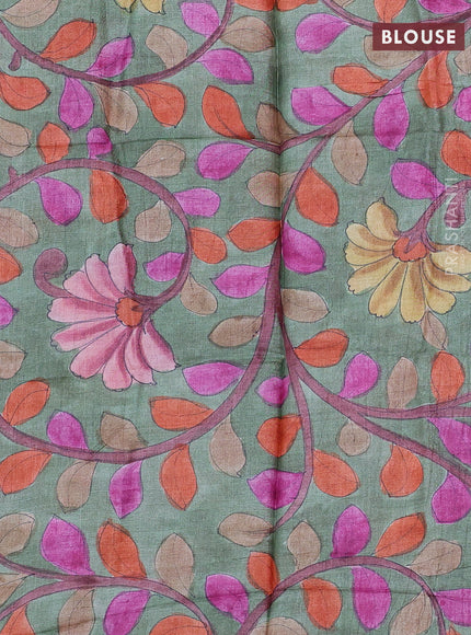 Mangalgiri silk cotton saree pink and green shade with allover silver zari checked pattern and rettapet silver zari woven border