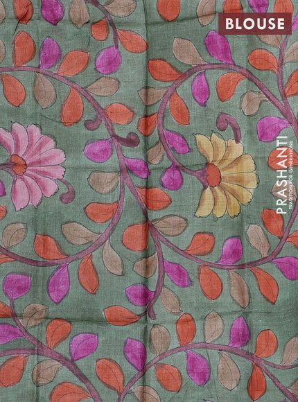 Mangalgiri silk cotton saree peacock blue and green shade with allover silver zari checked pattern and rettapet silver zari woven border