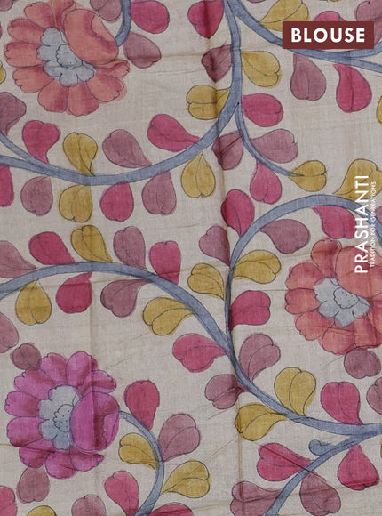Mangalgiri silk cotton saree violet and beige with allover silver zari checked pattern and rettapet silver zari woven border