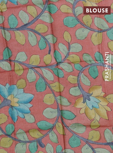 Mangalgiri silk cotton saree elaichi green and peach shade with allover silver zari checked pattern and rettapet silver zari woven border