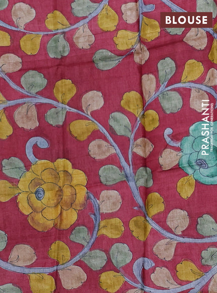 Mangalgiri silk cotton saree peacock green and maroon shade with plain body and long annam silver zari woven border