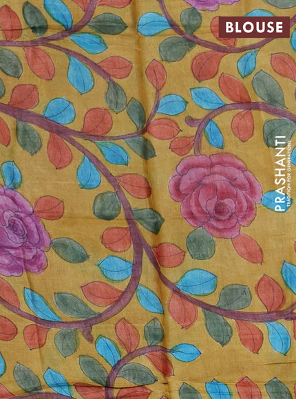 Mangalgiri silk cotton saree green and mustard yellow with plain body and long silver zari woven border