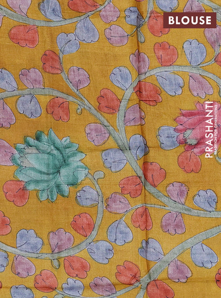 Mangalgiri silk cotton saree rust shade and mustard yellow with plain body and long silver zari woven border