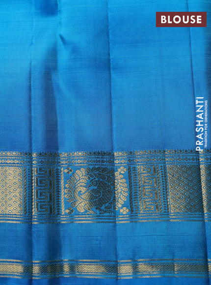 Puer kanchipuram silk saree light blue and cs blue with zari woven buttas and zari woven border