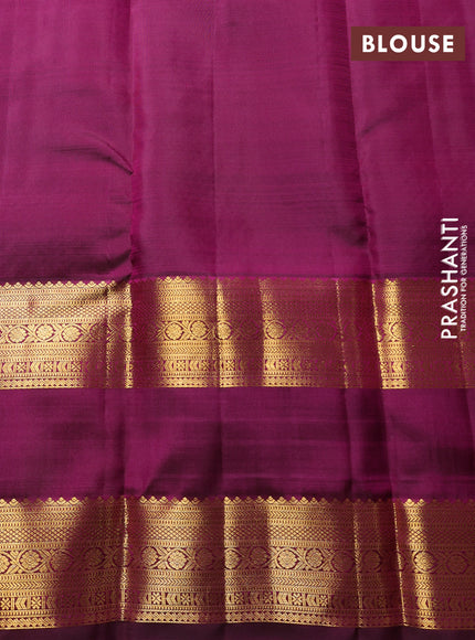 Puer kanchipuram silk saree pink and deep wine with allover zari checks & buttas and long rettapet zari woven border