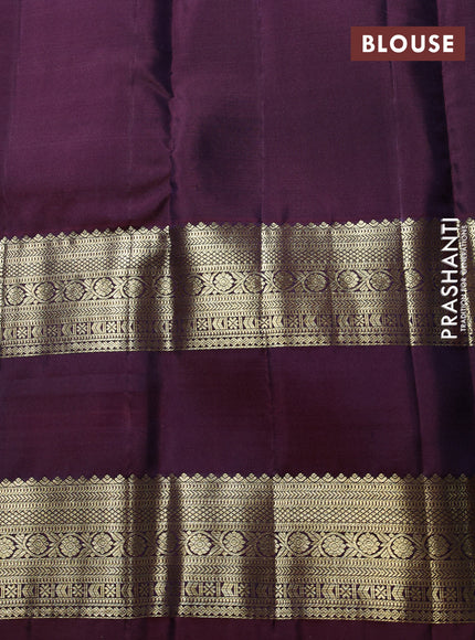 Puer kanchipuram silk saree rosy brown and coffee brown with allover zari checks & buttas and long rettapet zari woven border